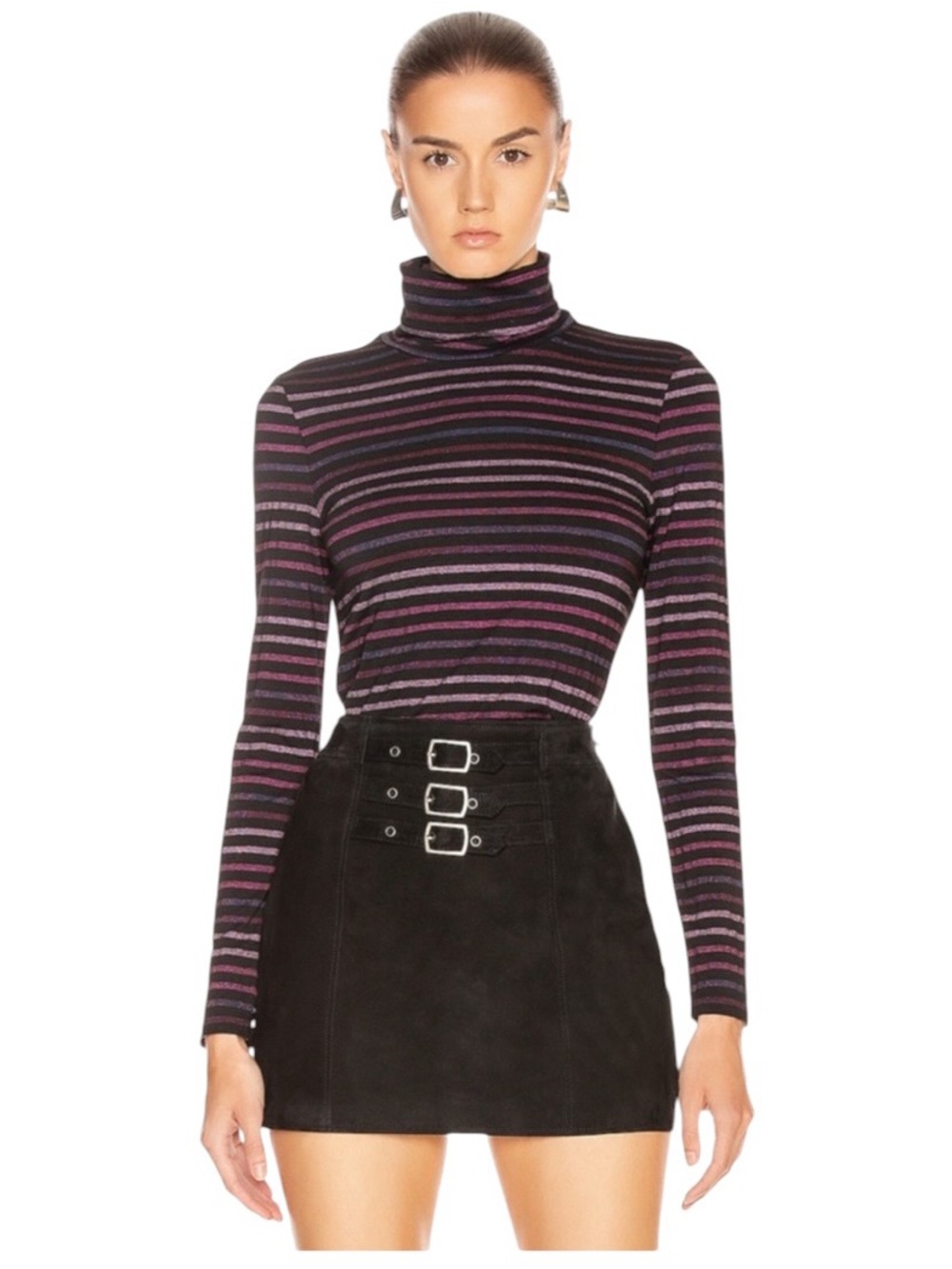 Veronica Beard Jeans Striped Multicolored Long Sleeve Turtleneck Sz M